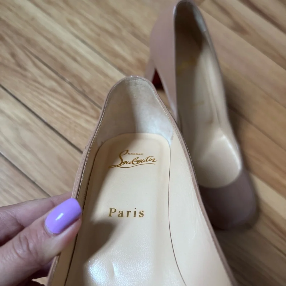 Christian Louboutin Cadrilla 70mm Patent Nude Block Heel Pumps, size 36.5 - Picture 8 of 13